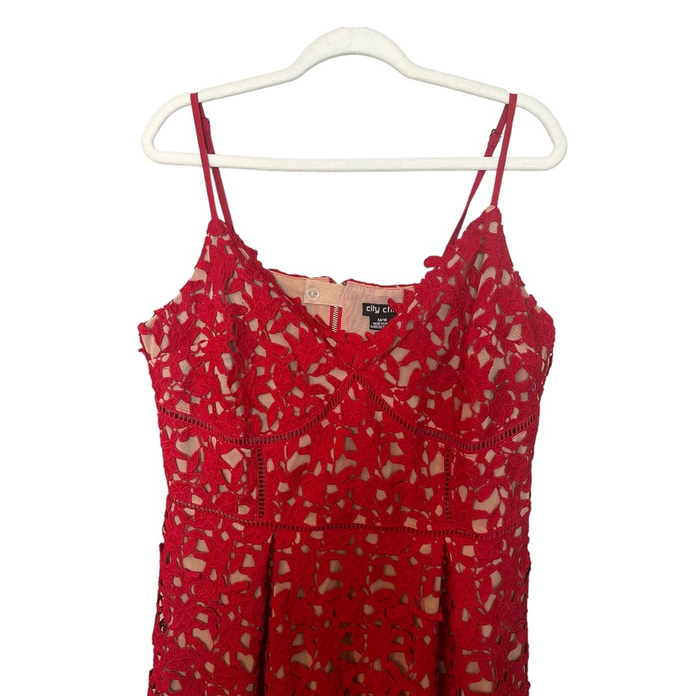 CITY CHIC So Fancy Lace Midi Dress in Scarlet 18 - Picture 3 of 10